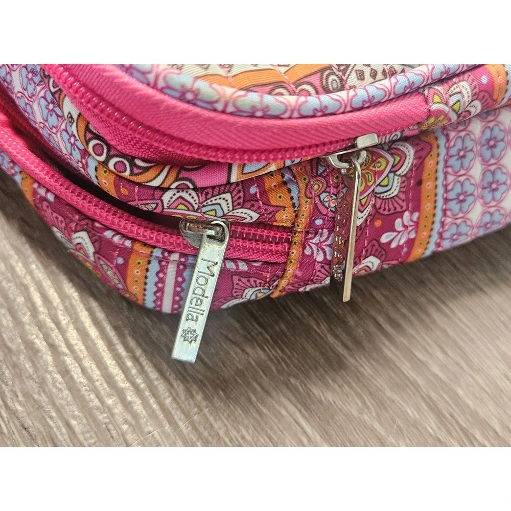 Modella Pink Paisley Quilted Makeup Bag Travel Organizer Cosmetic Case